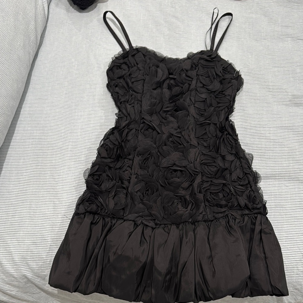 Stylish Black Dress with Floral Texture
